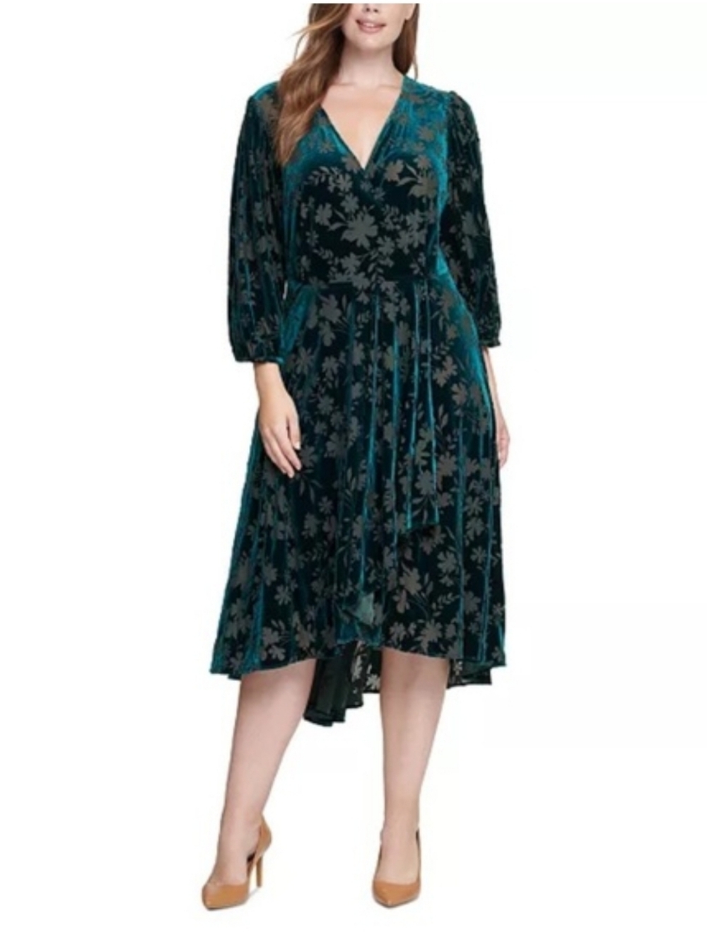 Calvin Klein PLUS Green Velvet Burnout Dress